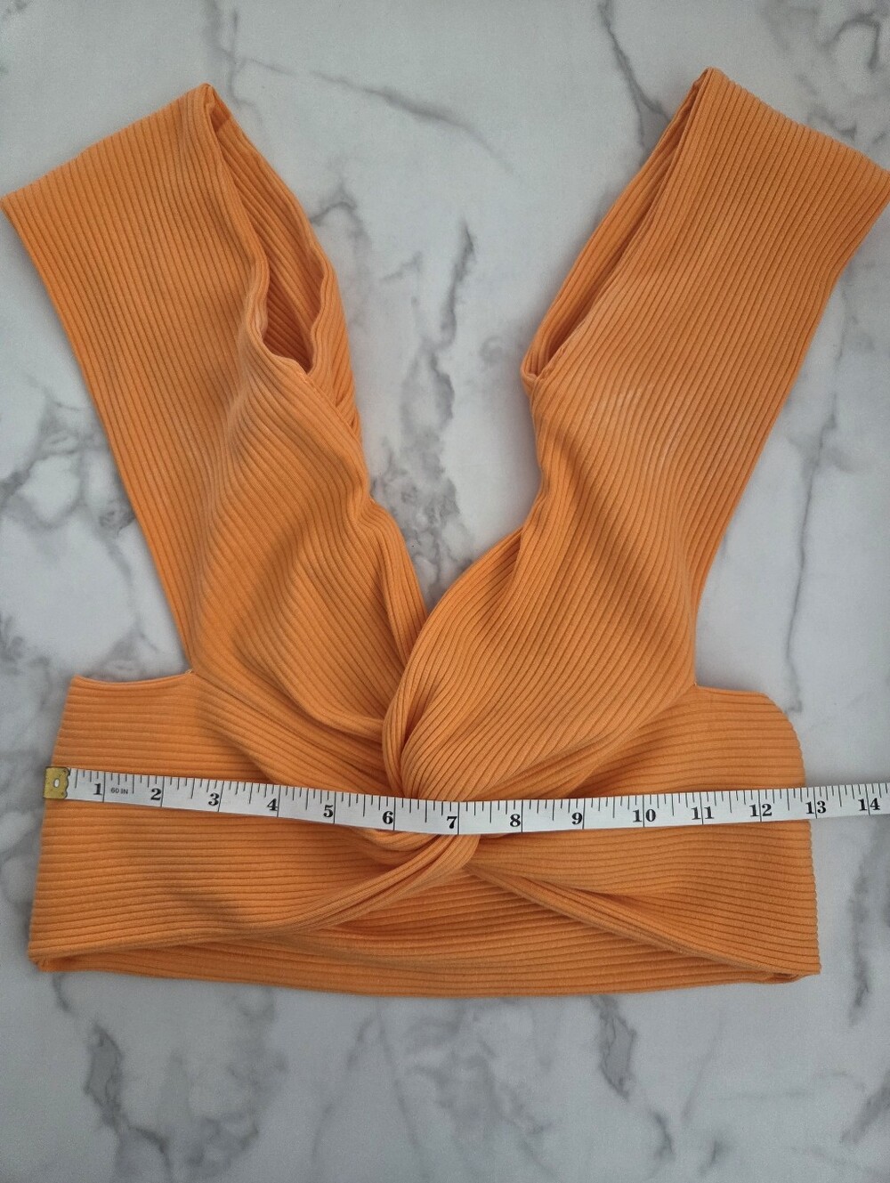 SHEIN Orange Ribbed Twist Front Crop Top Medium - Picture 11 of 12